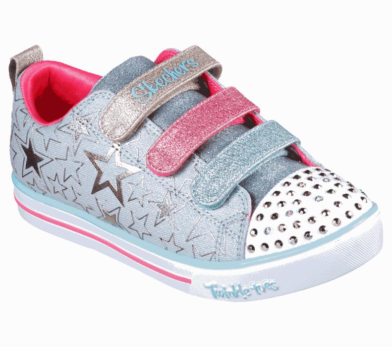 Skechers Twinkle Toes: Sparkle Lite - Stars The Limit - Girls Sneakers Light Blue/Multicolor [AU-JZ3